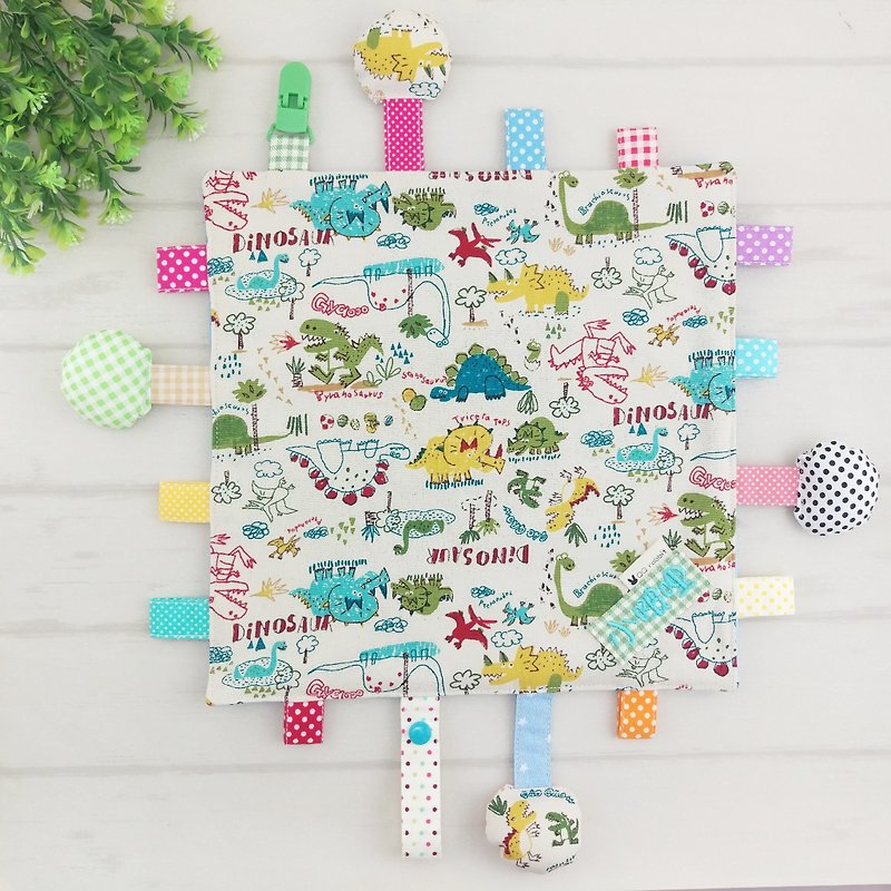 Doodle Dinosaur - 3 models are available. Cotton ball X cotton cloth label paper comforting towel (free embroidered name) - Baby Gift Sets - Cotton & Hemp White