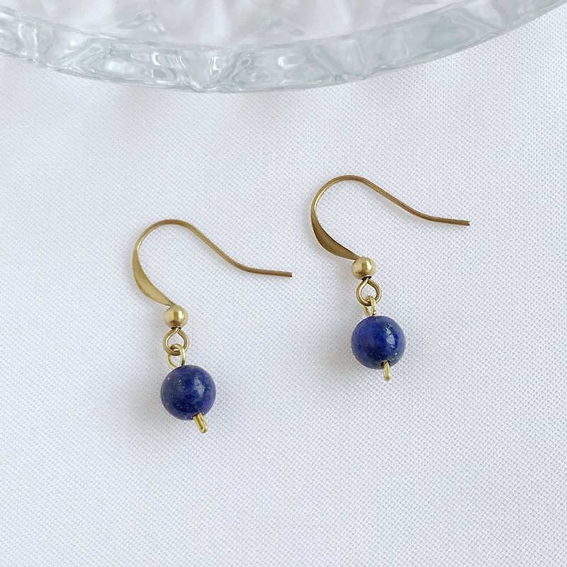 Classical beaded. Natural lapis lazuli pendant earrings Bronze Clip-On imperial Stone career soothing emotions
