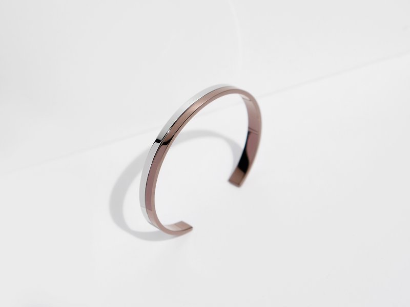 Linear Cuff Bracelet | Bronze | Engravable - Bracelets - Stainless Steel Brown