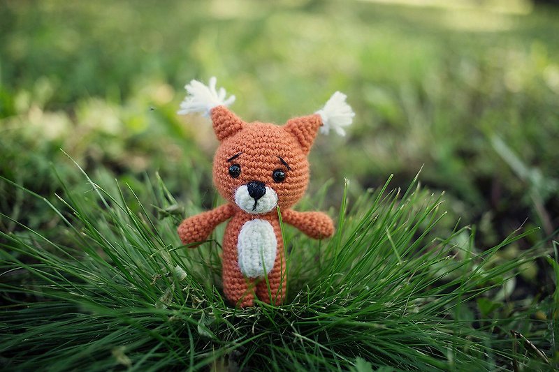 Crochet squirrel, Crochet squirrel, Stuffed toy, squirrel toy, knitted squirrel - ของเล่นเด็ก - ขนแกะ สีส้ม