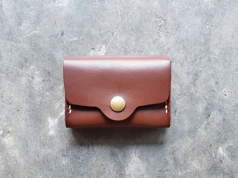 Double-layer card holder material bag well-sewn leather material bag couple gift card holder Italian vegetable tanned - Leather Goods - Genuine Leather Brown