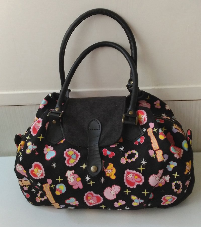 Melody Boston Bag*Handmade by Wenzi*Japanese Canvas - Handbags & Totes - Cotton & Hemp Black