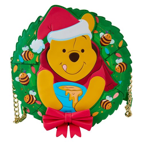 Loungefly プーさん クリスマスリース ショルダー LoungeFLY-くまのプーさんのクリスマス風ラウンドサイドバック