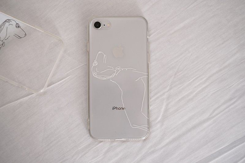 Gentleman white line transparent mobile phone case fully covered soft shell - เคส/ซองมือถือ - พลาสติก สีใส