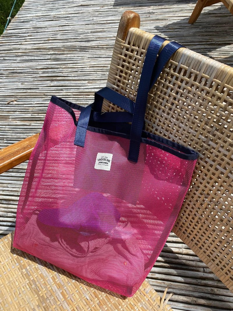 Pink Mesh bag/ Shopping Bag/ Fitness Bag/ Grocery Bag/ Beach Bag/ Laundry/ M - 手提包/手提袋 - 尼龍 綠色