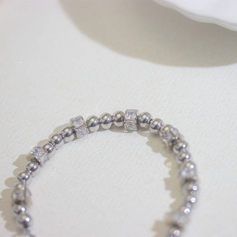 【Ethereal】 Stone Ring Stainless Steel Bracelet - สร้อยข้อมือ - สแตนเลส สีเงิน