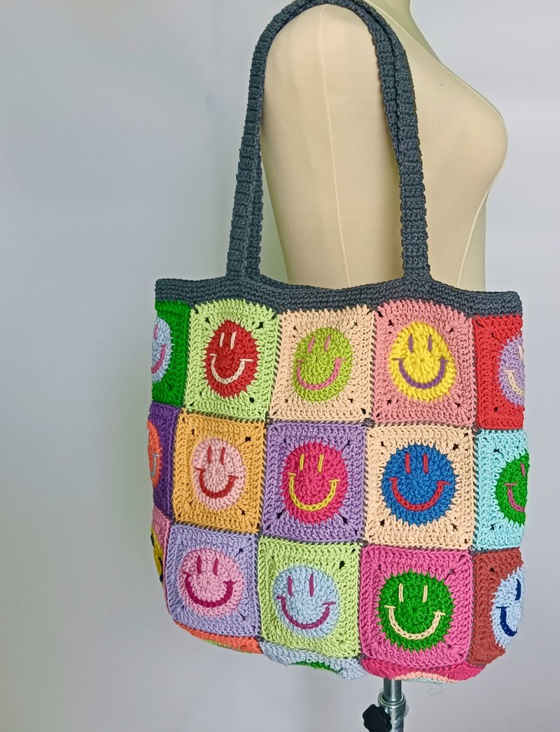 Granny Square tote bag made from bleached rope - 手提包/手提袋 - 棉．麻 