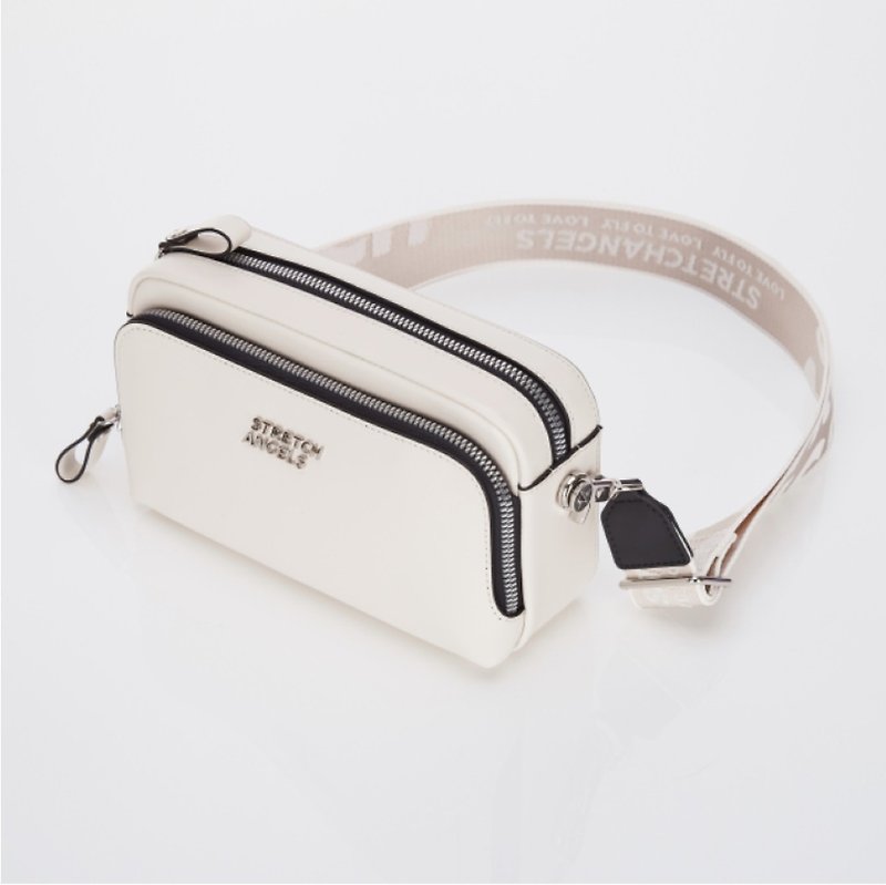 PANINI Metal Logo Solid Bag_Ivory - Messenger Bags & Sling Bags - Faux Leather White