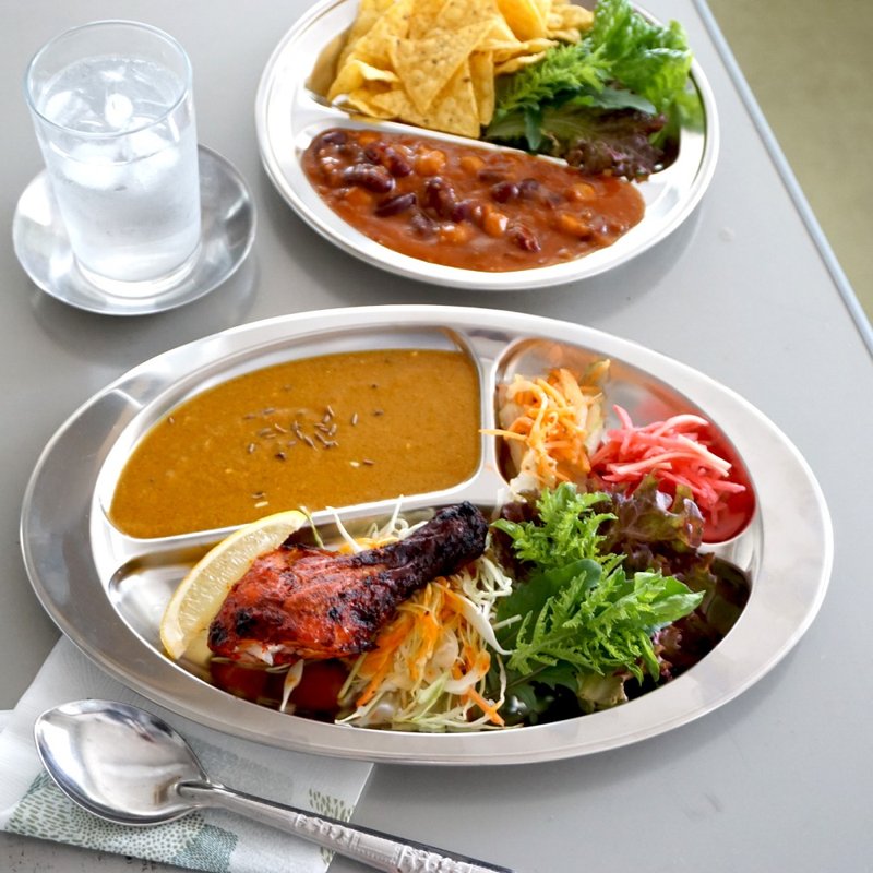 padou South Meal Plate Lunch Curry India Rice Restaurant Kids Gift Party Japan - จานและถาด - สแตนเลส สีเงิน