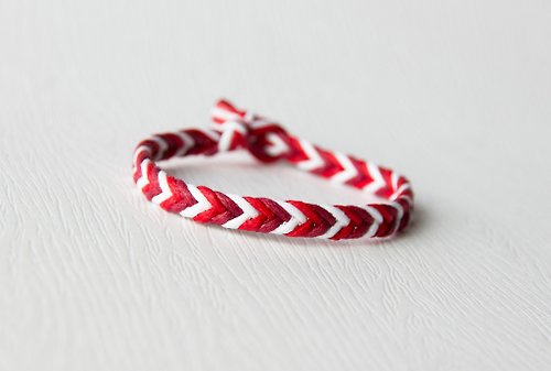 zoeshop-handmade 由淺入深-細版漸層紅 / 手工編織手環