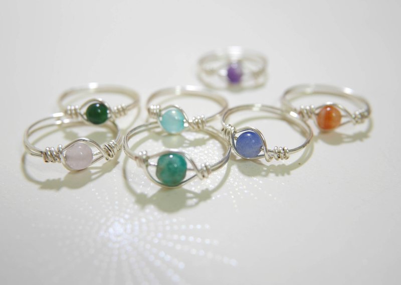 Classic minimalist natural stone custom ring - แหวนทั่วไป - โลหะ สีเงิน