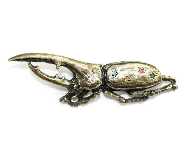 お値下げしました！未使用❗️Grosé ゴールドリーフブローチ ヘラクレスオオカブトブローチアンティークゴールド Dynastes