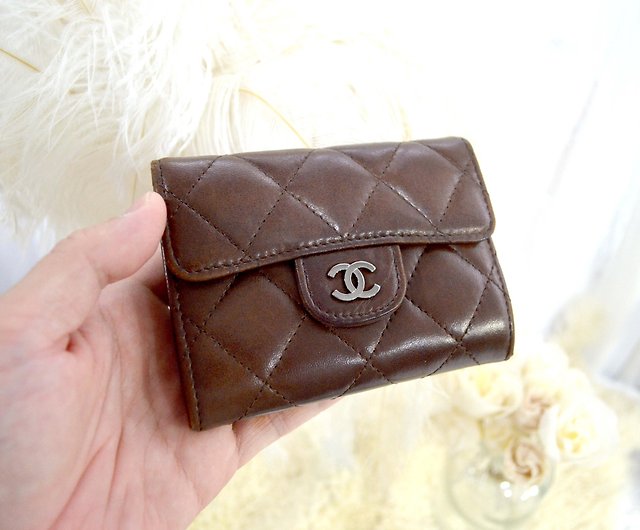Chanel brown lambskin badger coin purse small card bag with card and box  luxury retro second-hand vintage - Shop Mr.Travel Genius Antique shop Coin  Purses - Pinkoi