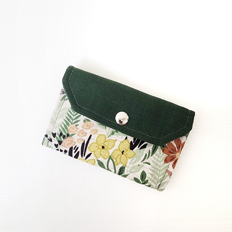 [Photosynthesis-(Dark Green)] Three-layer bag short cloth clip coin purse zipper bag exchange gift - กระเป๋าสตางค์ - ผ้าฝ้าย/ผ้าลินิน สีเขียว