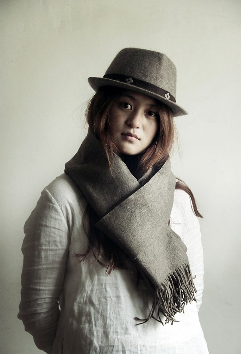 Grey Yak Wool Felt Scarf - Knit Scarves & Wraps - Other Materials Gray