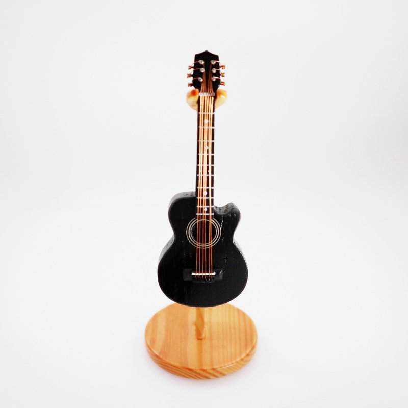 [Black Small Guitar] Decoration Gift Texture Mini Musician - Items for Display - Wood Brown