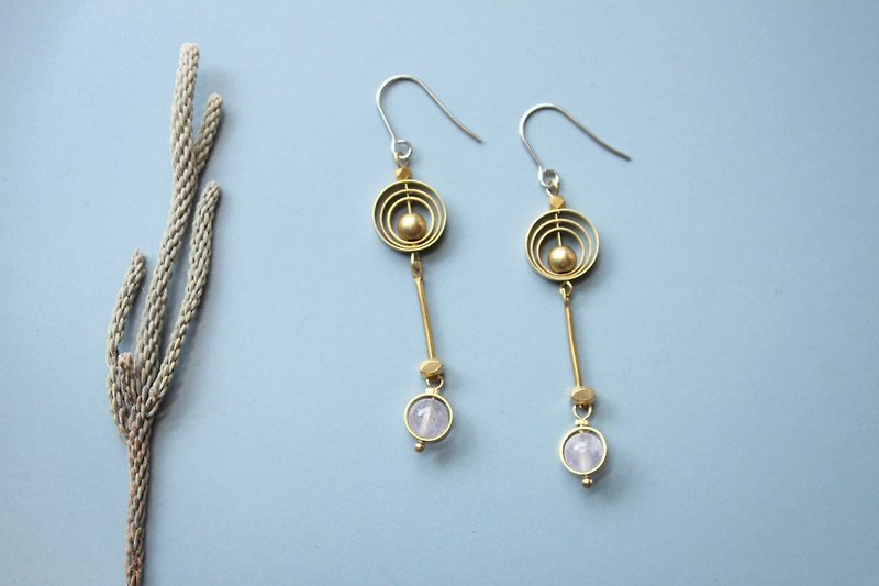 Whirl - earring  clip-on earring - Earrings & Clip-ons - Copper & Brass Purple