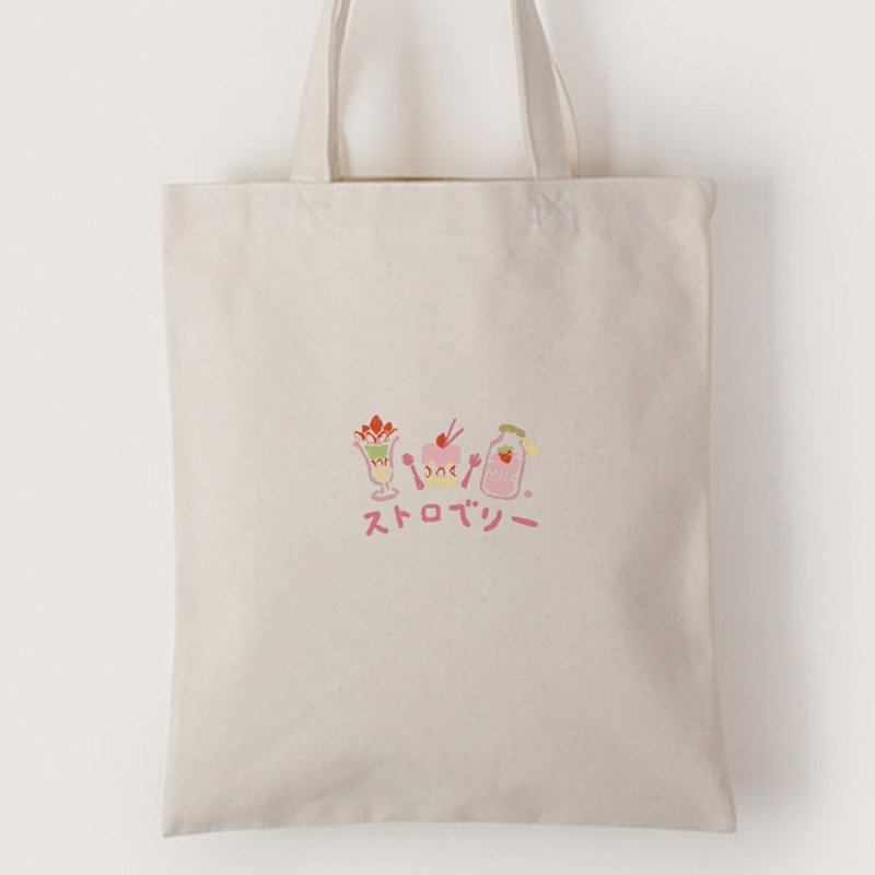 Shoulder bag + illustration - กระเป๋าแมสเซนเจอร์ - ผ้าฝ้าย/ผ้าลินิน สึชมพู