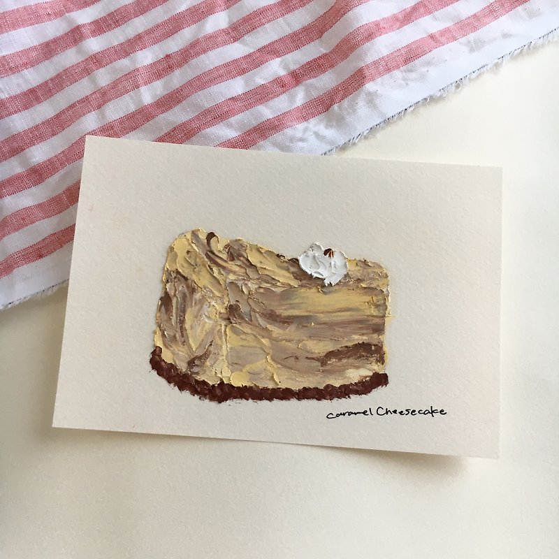 Caramel marble cheesecake  | oil pastel original drawing - โปสเตอร์ - กระดาษ 