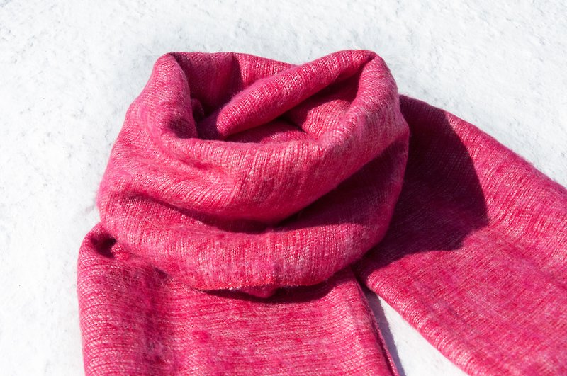 Pure wool shawl / knit scarf / knitted shawl / blanket / pure wool scarf / wool shawl - pink - ผ้าพันคอถัก - ขนแกะ สึชมพู