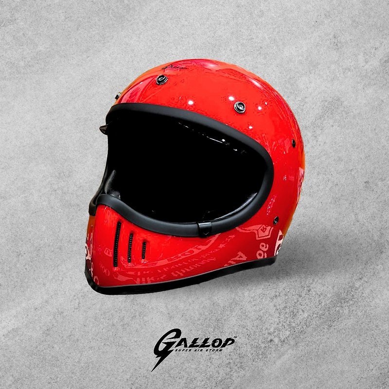 Made in Taiwan full face helmet M2-Red roller hat with mirror S~2XL - Helmets - Other Materials 