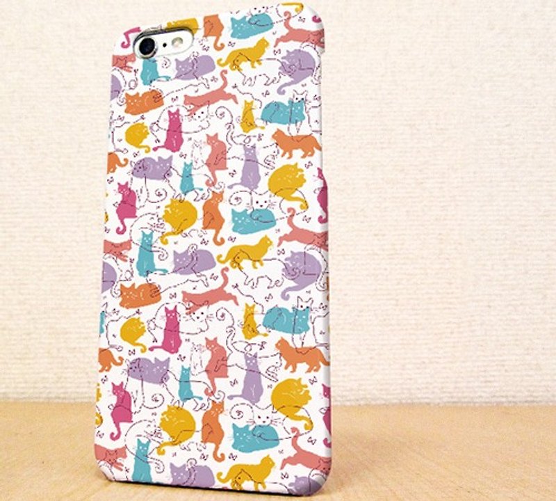 Free shipping ☆ iPhone case GALAXY case ☆ Seamless pattern of yarn and cat part 3 phone case - Phone Cases - Plastic Multicolor