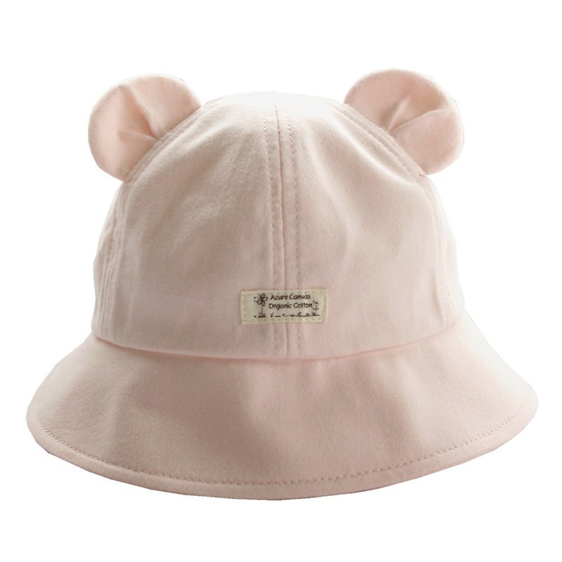有機棉竹節熊耳漁夫帽-粉紅 - 嬰兒帽子/髮帶 - 棉．麻 