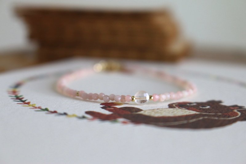 Bracelet Opal Rose Quartz - Peace of Mind - - สร้อยข้อมือ - เครื่องเพชรพลอย สึชมพู