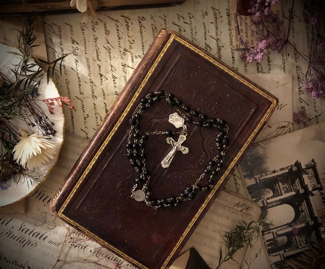 フランスカトリッククロスシードビーズアンティークロザリオビーズ