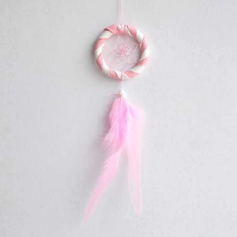 雙色(白+粉紅色) - 捕夢網 迷你版(5cm) - 生日禮物、交換禮物 - 吊飾 - 其他材質 粉紅色