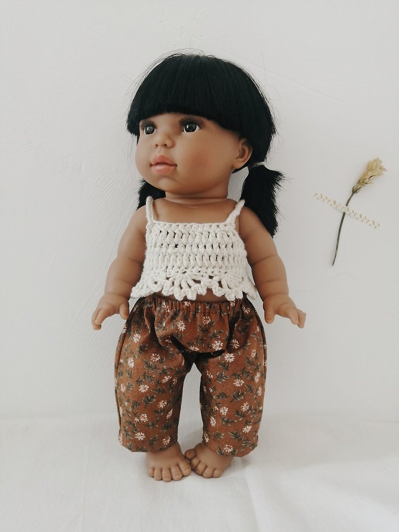 Top and pants for Minikane and Paola Reina Gordi 34 cm doll clothes - Kids' Toys - Cotton & Hemp Brown