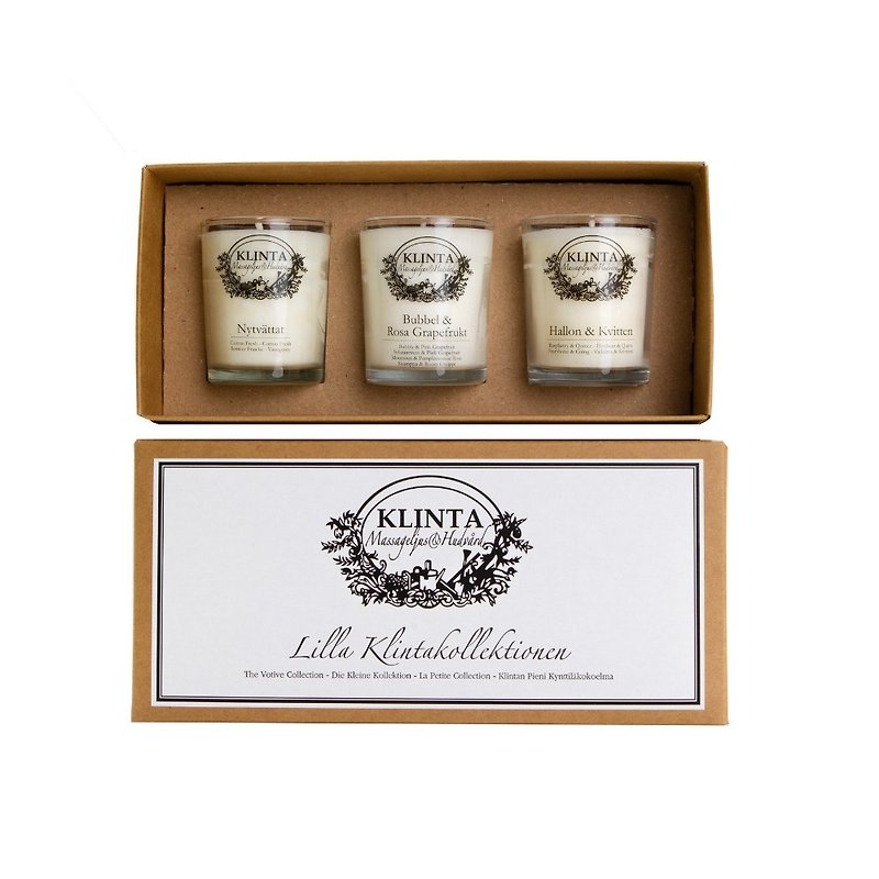 Aromatherapy candle three-piece gift box (champagne grapefruit & raspberry pear & fresh cotton) - เทียน/เชิงเทียน - วัสดุอื่นๆ ขาว
