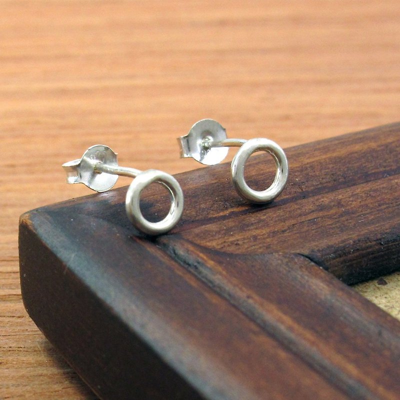 Circle earrings round line donut earrings sterling silver round earrings-64DESIGN - Earrings & Clip-ons - Silver Silver