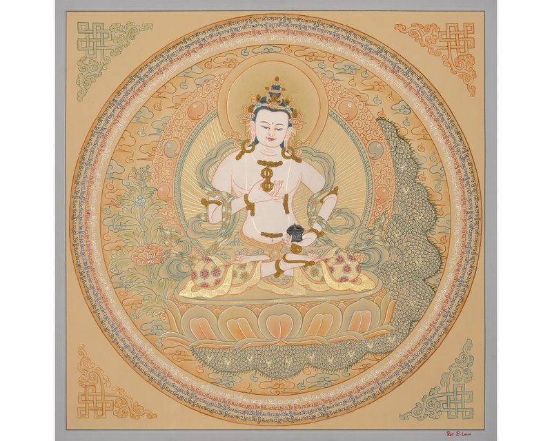 正宗金剛薩埵曼陀羅 — 純淨能量的神聖真言唐卡 - 壁貼/牆壁裝飾 - 其他材質 多色