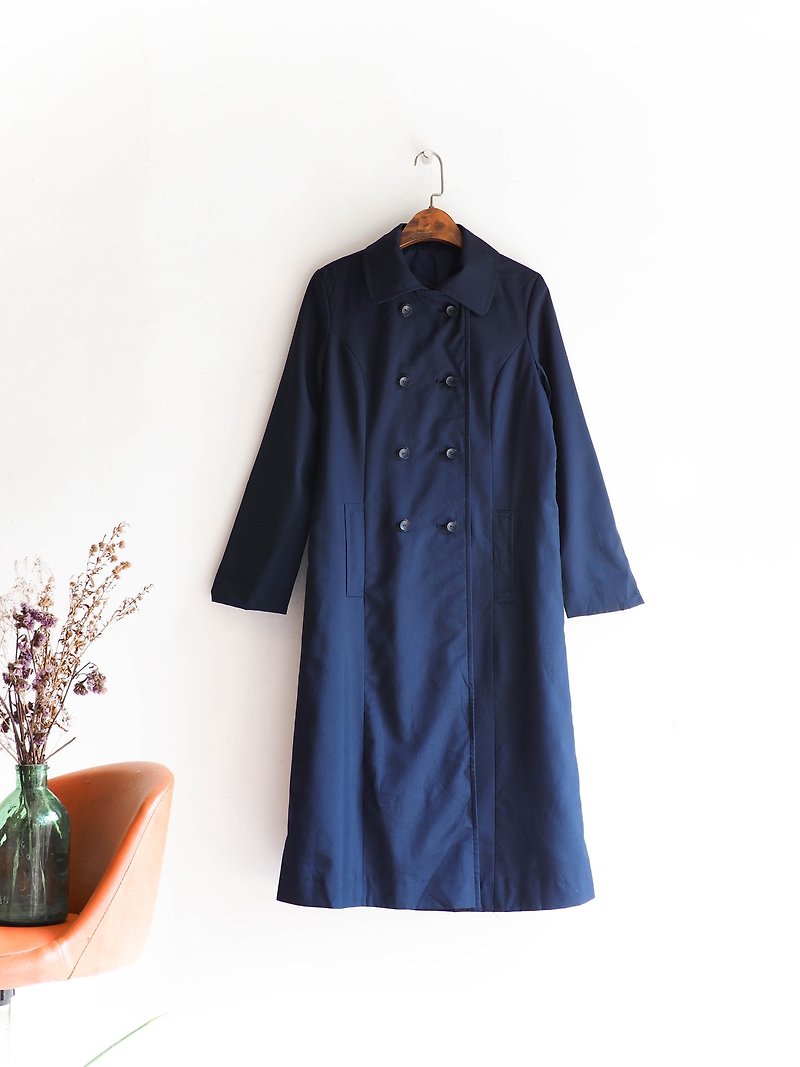 Rivers and mountains - Aichi Blue Yuko Japanese universities sheep wool antique straight skirt Japanese college students vintage dress vintage - Women's Blazers & Trench Coats - Wool Blue
