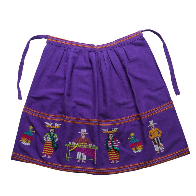 Handmade Guatemalan Apron 紫色瓜地馬拉手工刺繡圍裙 - 圍裙 - 其他材質 紫色