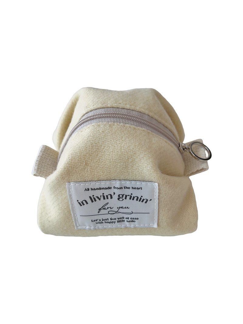 wool macaron pouch S_butter - 化妝包/收納袋 - 其他人造纖維 黃色