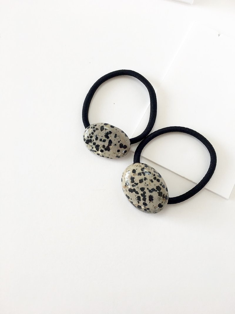 Dalmatian Jasper Hair-tie - Hair Accessories - Stone Black