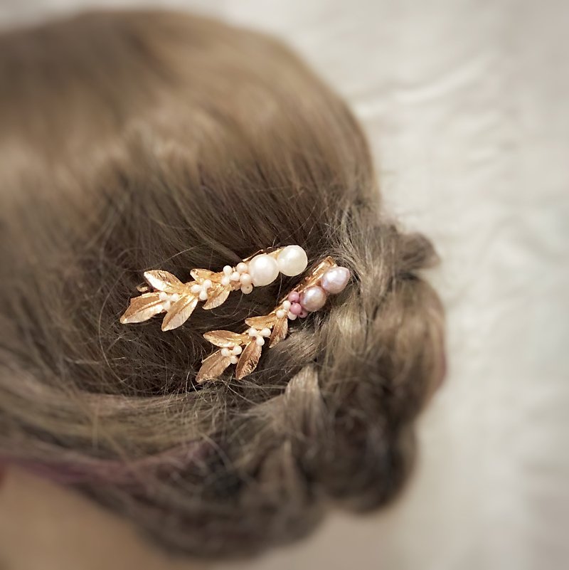 【Jewelry Box】Glory of Apollo. Natural pearl clip. European retro light luxury hair clip. - เครื่องประดับผม - ไข่มุก สีทอง