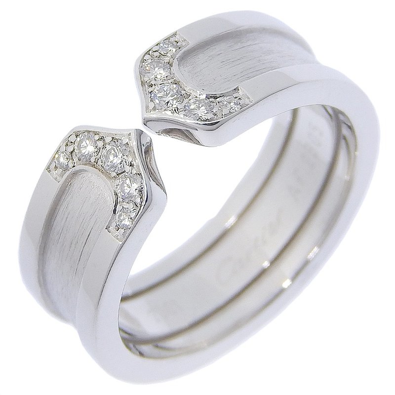 【日本直送】カルティエ CARTIER C2 9号 リング・指輪 K18WG×ダイヤモンド 約7.3g レディース【中古】 - 戒指 - 貴金屬 銀色