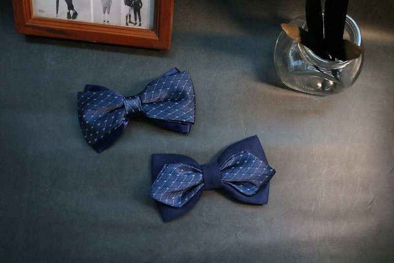 Blue silk dot tie heavy silk bow - Bow Ties & Ascots - Silk Blue