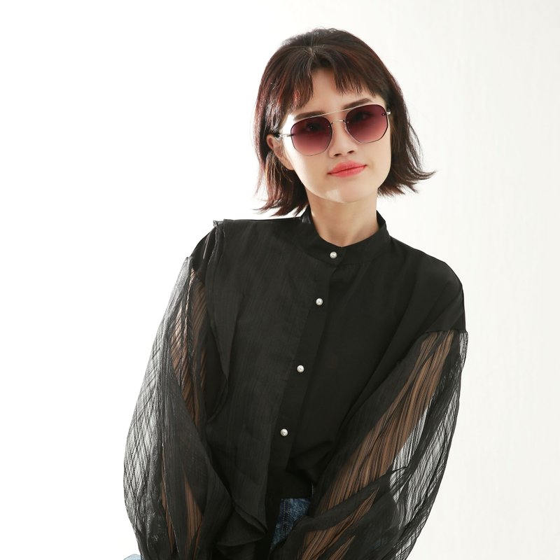 【ASLLY】Rome Walk Metal Frame Sunglasses Midnight Y3041 - Sunglasses - Other Metals Purple