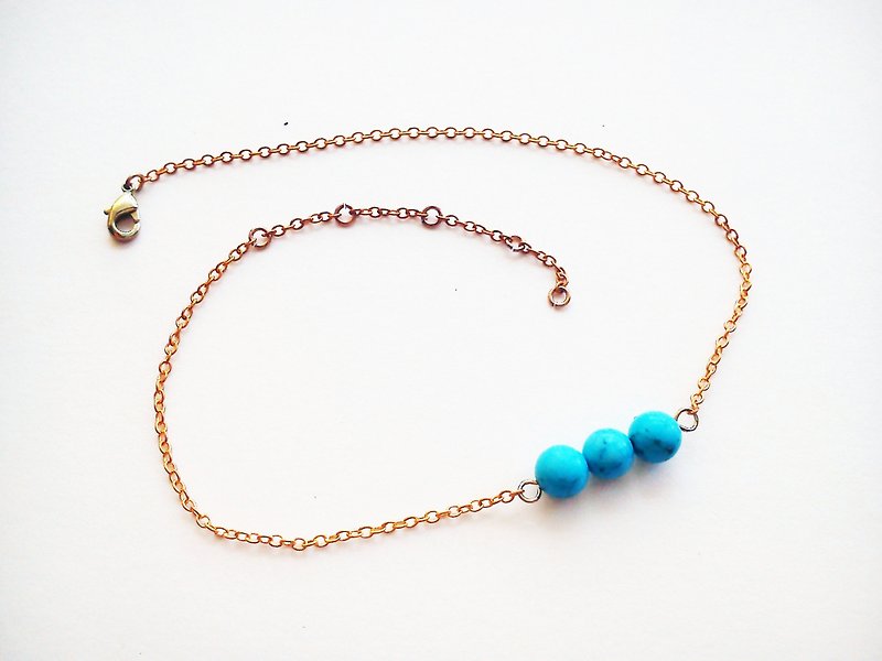 Turquoise 3-piece anklet with 100% home design and hand-made-Long Vocation series - อื่นๆ - โลหะ สีทอง