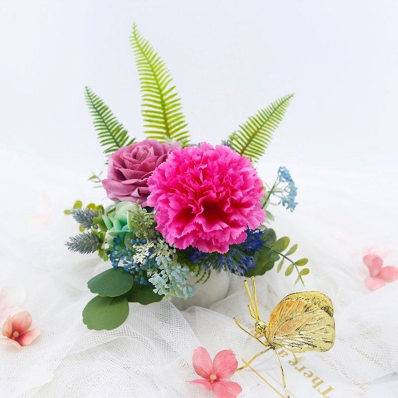 Purple carnation fragrance floral arrangement/realistic flower/flower gift/never fades/arrangement - ตกแต่งต้นไม้ - วัสดุอื่นๆ 