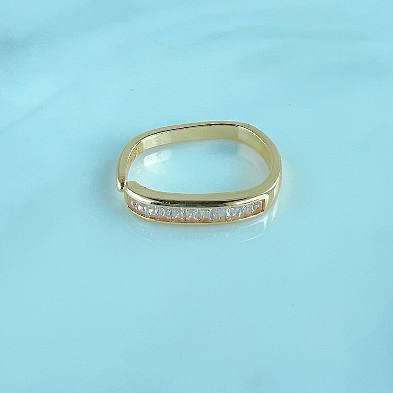 14K不規則型鋯石戒指(戒圍可調)(現貨) - 戒指 - 其他金屬 金色