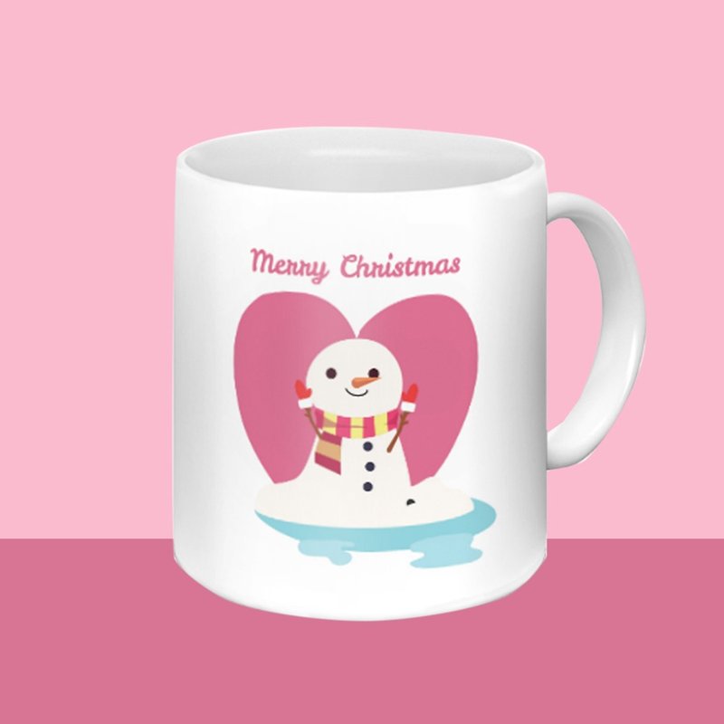 情人節禮物-雪人款式 名字定制陶瓷杯-個人化情侶杯 - 咖啡杯/馬克杯 - 陶 粉紅色