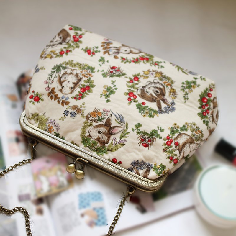 White Forest Rabbit Cross Body Bag L size| Girlskioku~* - Messenger Bags & Sling Bags - Cotton & Hemp White