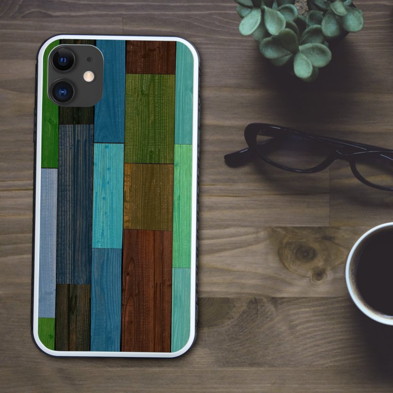 カラフルで色鮮やかな木目調 スマホケース【強化ガラス仕上げ】iPhone16 対応 - 手機殼/手機套 - 塑膠 多色