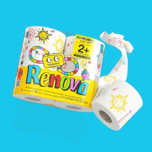 RENOVA 葡萄牙皇家天然彩色香氛衛生紙 Renova童趣塗鴉款捲筒紙 可愛時尚送禮環保不含螢光劑不掉色家裝