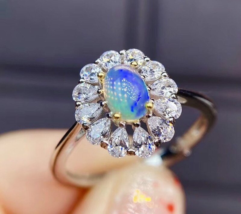 Beautiful Opal Ring, Fire Opal Ring, Silver Ring With Natural Opal,Opal Gemstone - 戒指 - 其他金屬 銀色